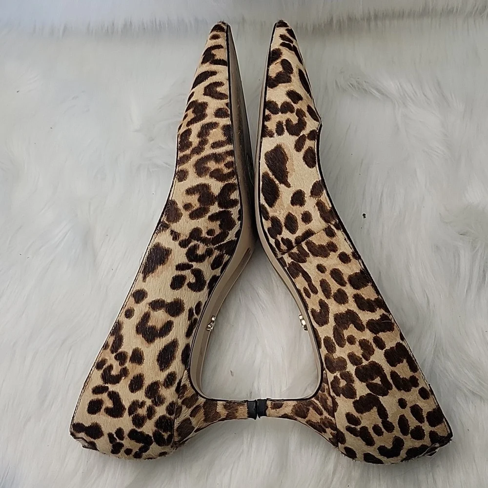SAM EDELMAN Dori Cheetah Leopard Calf Hair Printed Office Party Kitten Heels 6.5 - Picture 5 of 13